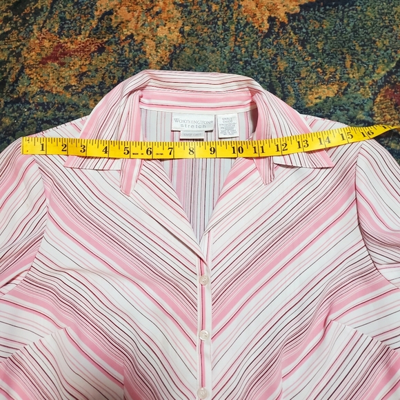 Worthington Stretch easy care Small size with stripe buttons down blouse - Picture 8 of 15